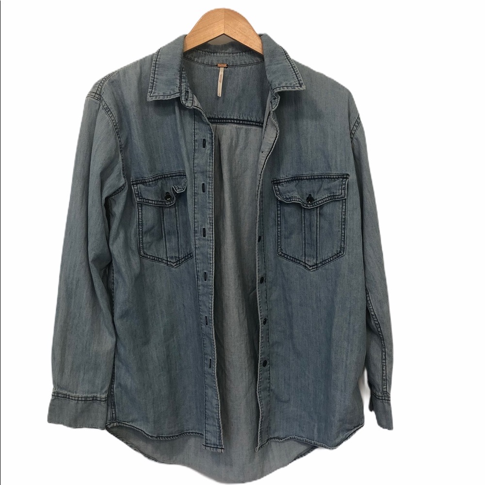 Free People Oversized Chambray Button Up